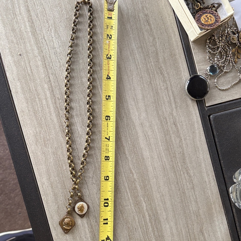 Gold Chain Necklace with Medallion Pendants